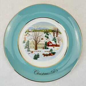 Enoch Wedgwood Christmas Plate 1973 First Edition "Christmas On The Farm" Avon